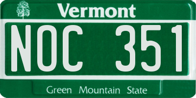 VT license plate NOC351