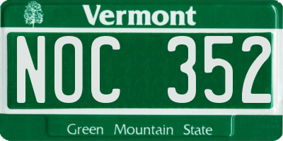 VT license plate NOC352