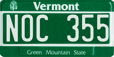 VT license plate NOC355