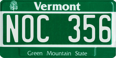 VT license plate NOC356