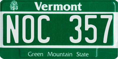 VT license plate NOC357