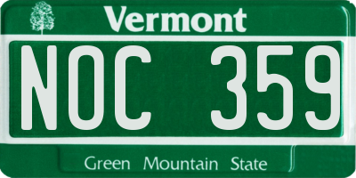 VT license plate NOC359