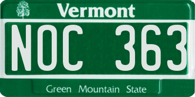 VT license plate NOC363