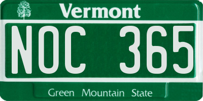 VT license plate NOC365
