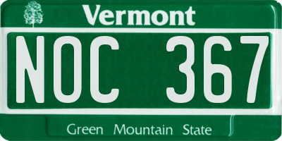 VT license plate NOC367