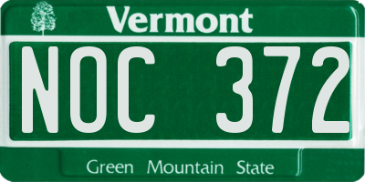 VT license plate NOC372