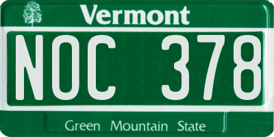 VT license plate NOC378