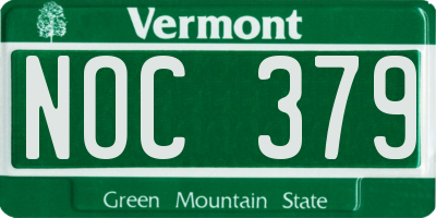 VT license plate NOC379