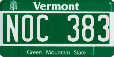 VT license plate NOC383