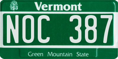 VT license plate NOC387