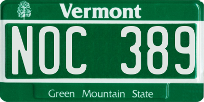 VT license plate NOC389