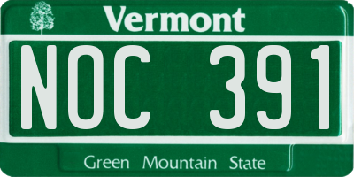 VT license plate NOC391