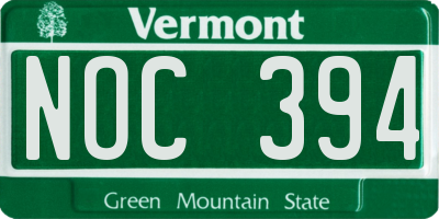 VT license plate NOC394