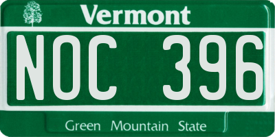 VT license plate NOC396