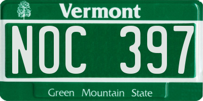 VT license plate NOC397