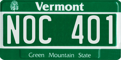 VT license plate NOC401