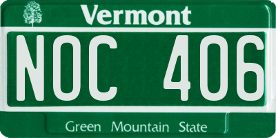 VT license plate NOC406