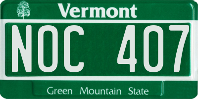 VT license plate NOC407