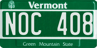 VT license plate NOC408