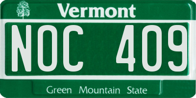 VT license plate NOC409