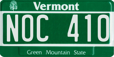 VT license plate NOC410