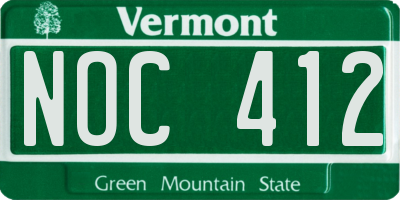 VT license plate NOC412