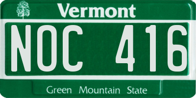 VT license plate NOC416