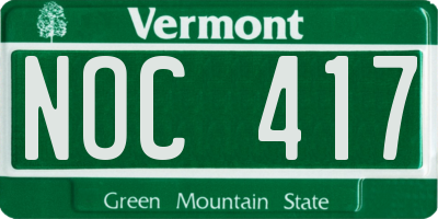 VT license plate NOC417