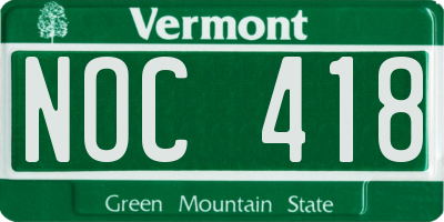 VT license plate NOC418