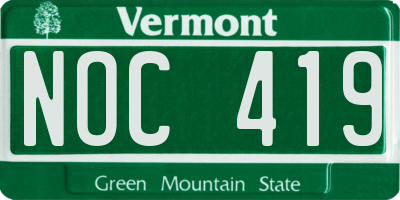 VT license plate NOC419
