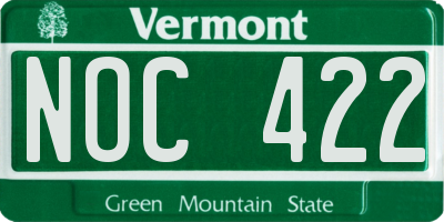 VT license plate NOC422
