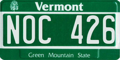 VT license plate NOC426