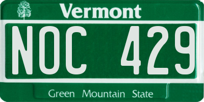 VT license plate NOC429