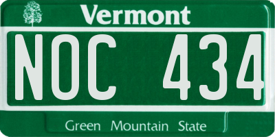 VT license plate NOC434