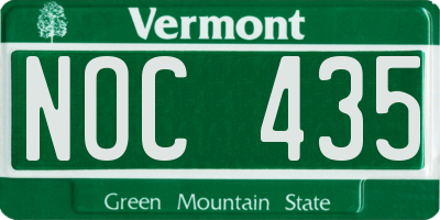 VT license plate NOC435