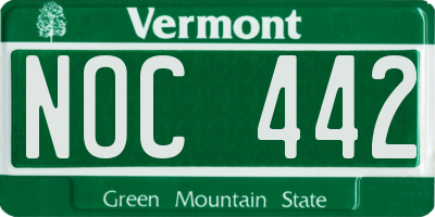VT license plate NOC442
