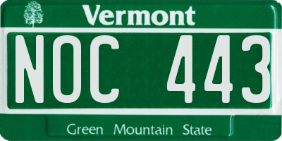VT license plate NOC443