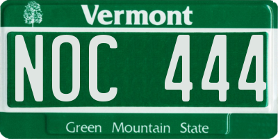 VT license plate NOC444