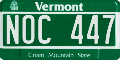 VT license plate NOC447