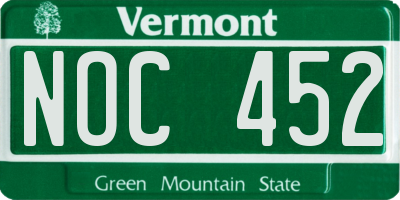 VT license plate NOC452