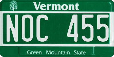 VT license plate NOC455
