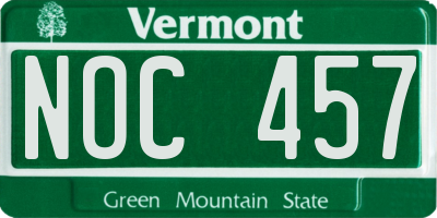 VT license plate NOC457
