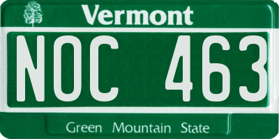 VT license plate NOC463