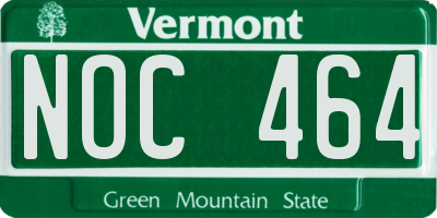 VT license plate NOC464