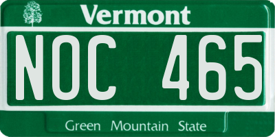 VT license plate NOC465