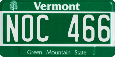 VT license plate NOC466