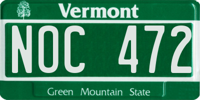 VT license plate NOC472