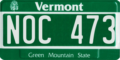 VT license plate NOC473