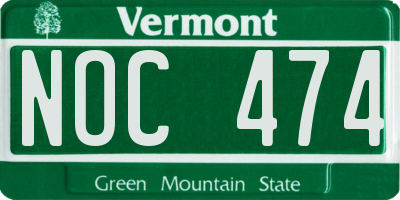 VT license plate NOC474
