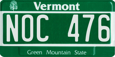 VT license plate NOC476